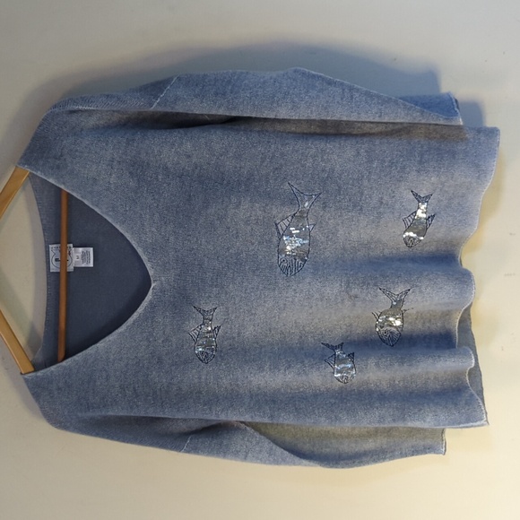 F by Fissore Cashmere Sweater with Sequin Fish M - Picture 4 of 16